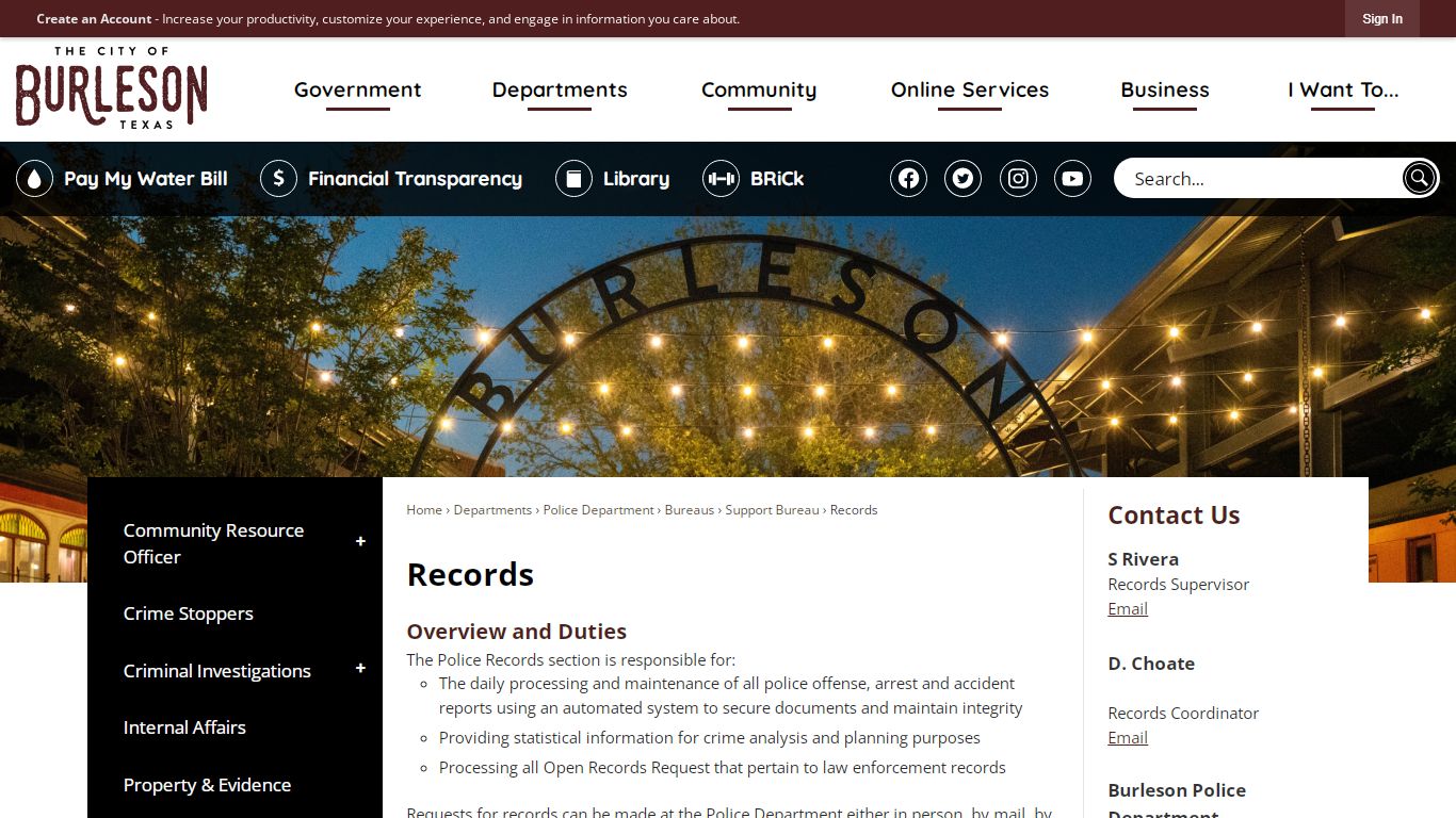 Records | Burleson, TX - Official Website